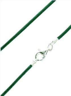 weiches Ziegen Lederband Lederkette grün mit Echsilber Karabinerhaken 45 cm